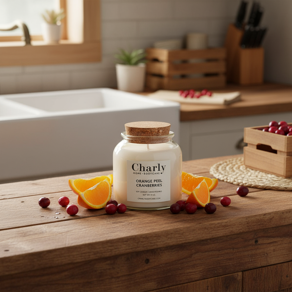 Orange Peel Cranberries Soy Candle Apothecary Jar