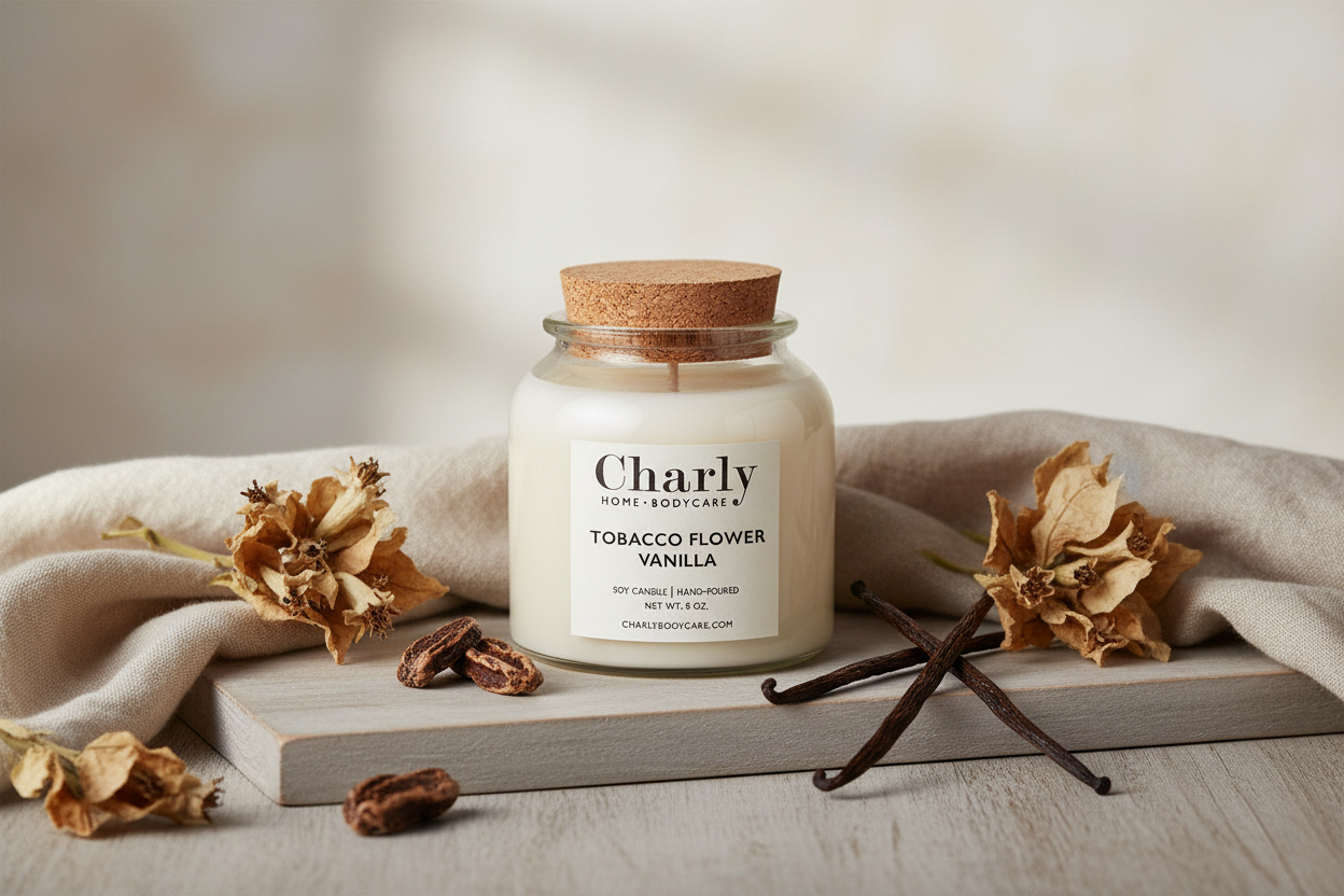 Tobacco Flower Vanilla Soy Candle Apothecary Jar