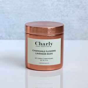 Chamomile Flowers Lavender Buds Soy Candle 9 oz Travel Tin