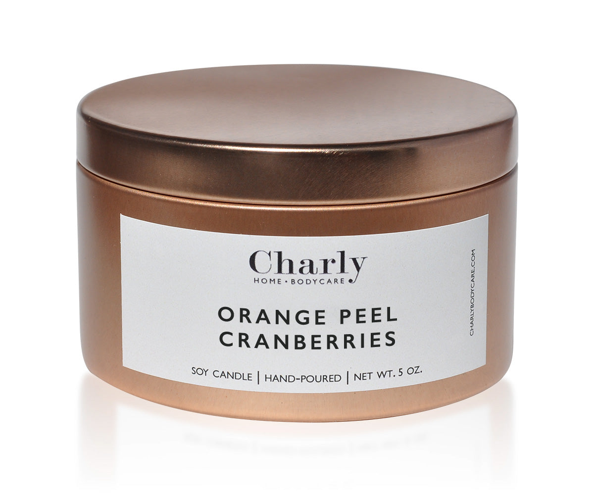 orange peel cranberries Soy Candle travel tin